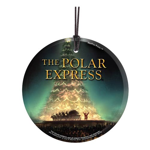 The Polar Express Tree StarFire Prints Hanging Glass Print